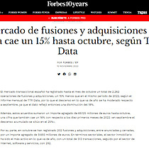 El mercado de fusiones y adquisiciones en Espaa cae un 15% hasta octubre, segn TTR Data